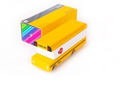 Candylab wooden toy car - school bus yellow red white - classic design