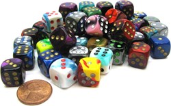 Chessex dice set - 50 Gemini 12mm D6 dice in bag