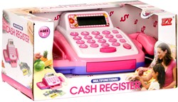 Toy cash register pink - interactive kids cash register with accessories