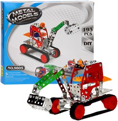 Construction set excavator building toy with 193 metal parts