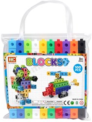 Building blocks set construction toy in storage bag 100 pieces cardboard