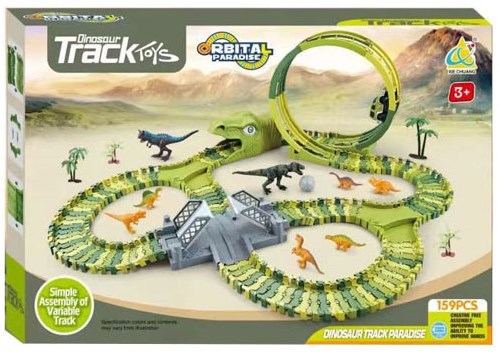 Dinotrack racetrack with looping and dino accessories playset