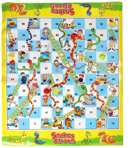 Board Game XL Double-Sided Ludo and Snakes Cardboard 60x50 cm Kids Game-2