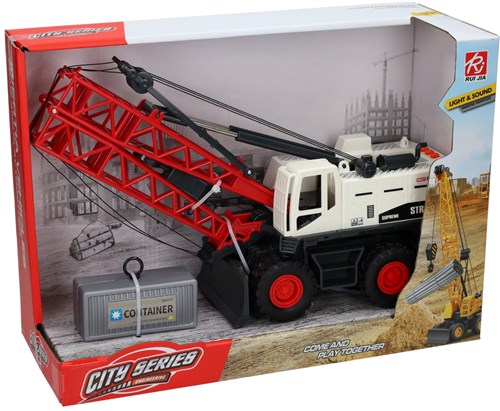Lobbes crane truck toy with lights and sound - realistic construction vehicle