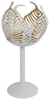 Theelichthouder on stand Leaf Lina metal cream gold decoration