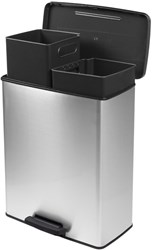 Curver pedal bin duo waste separation 26L+26L silver metallic plastic