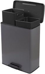Curver pedal bin waste separator duo 26L+26L cool grey plastic