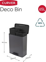 Curver pedal bin waste separator duo 26L+26L cool grey plastic-2