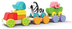 Edushape Wooden Block Train Happy Zoo - 10 pieces