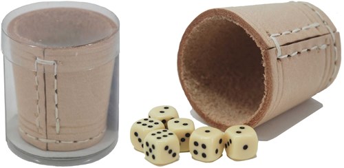 HOT Games dice cup set - mini 5 cm leather - with dice