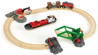 Brio train set cargo harbour playset - container ship and crane