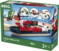 Brio train set cargo harbour playset - container ship and crane-2
