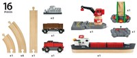Brio train set cargo harbour playset - container ship and crane-3