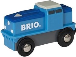 Brio battery powered cargo train - toy train blue white - 33130