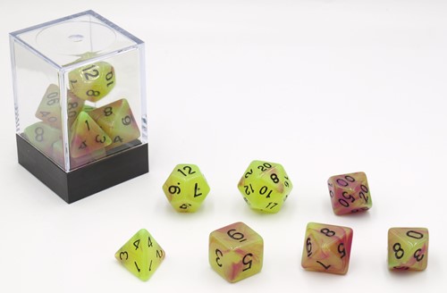 HOT Games Dice Glow in the Dark Yellow/Pink 7pcs
