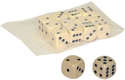 HOT Games Dobbelsteen 18 mm.créme-wit VE.12
