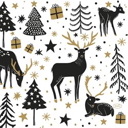 Duni napkins Magic Winter black paper 3-ply 33x33 cm stars