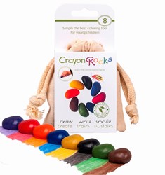 Crayon Rocks wax crayons in cotton pouch - 8 colors creative