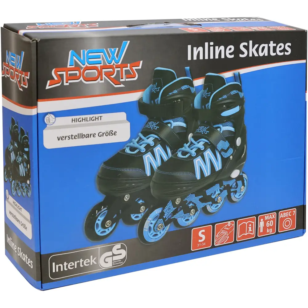 New Sports inline skates black blue adjustable ABEC 7 kids size