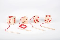 TickiT wooden lacing shapes - educational toy for fine motor skills