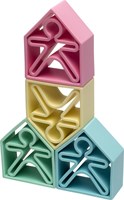 Dena silicone toy set - 6 kids 6 houses pastel colors-2