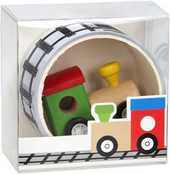 Wooden train toy with road tape - 8 meter track - kids gift