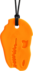 ARK Therapeutic chew necklace dinosaur sensory toy orange XXT Stevige, brede kauwketting in T-Rex-vorm, geliefd bij dinofans, voor kinderen en volwassenen.