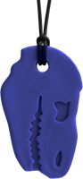 ARK Therapeutic chew necklace T-Rex sensory toy dark blue Stevige, brede kauwketting in T-Rex-vorm, geliefd bij dinofans, voor kinderen en volwassenen.