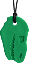 ARK Therapeutic chew necklace sensory toy T-Rex forest green XXT Stevige, brede kauwketting in T-Rex-vorm, geliefd bij dinofans, voor kinderen en volwassenen.