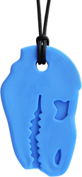 ARK Therapeutic chew necklace sensory toy T-Rex XXT royal blue Stevige, brede kauwketting in T-Rex-vorm, geliefd bij dinofans, voor kinderen en volwassenen.