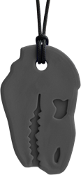 ARK Therapeutic chew necklace Dino-Bite sensory toy grey XXT Stevige, brede kauwketting in T-Rex-vorm, geliefd bij dinofans, voor kinderen en volwassenen.