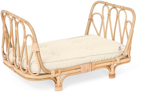  Rattan Set: doll's bed with white mattress