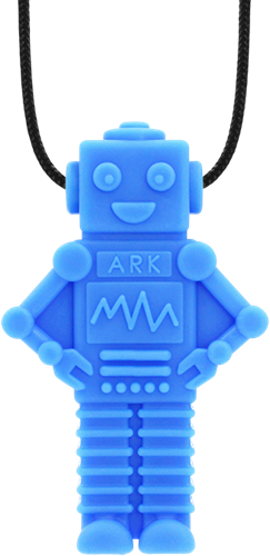 ARK Therapeutic chew necklace sensory toy for kids and adults - extra tough - Royal Blue Speelse, robotvormige kauwketting met veel textuur voor sensorische zoekers.
