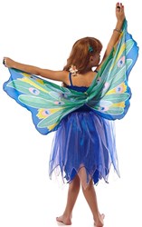 Dreamy Dress-Ups kids costume dress with peacock wings XS children