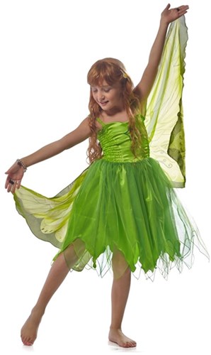 Dreamy Dress-Ups fairy dress green with wings size M costume