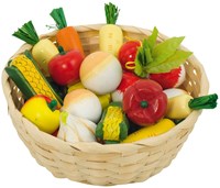 Goki wooden toy vegetable basket - 17-piece role play set