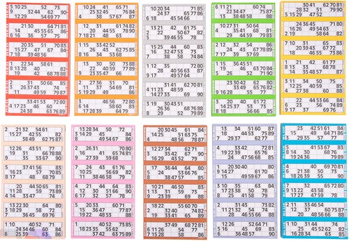 Bingo cards play set 100 sheets 600 tickets cardboard multi color-2