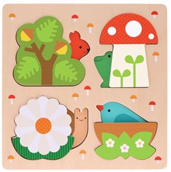 Petit Collage wooden puzzle - animals and their home - educational toy