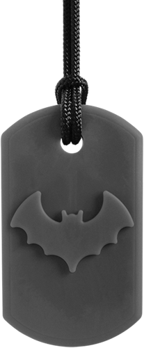 ARK Therapeutic chew necklace Bat Bite dark grey XXT - sensory toy Kauwketting met vleermuismotief voor stevige kauwers die sensorische steun zoeken.