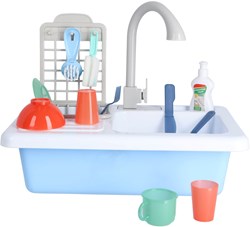KiddyGo toy sink with real faucet and color changing tableware