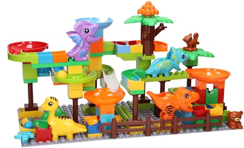 Lobbes building set marble run dino - colorful building blocks toy-2