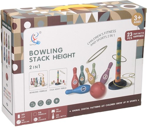 3in1 toy set stacking tower ring toss and bowling multi colors