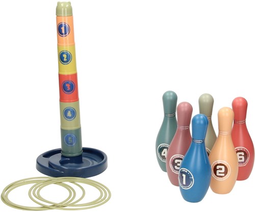 3in1 toy set stacking tower ring toss and bowling multi colors-3