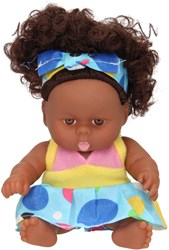 Baby doll curly doll with dress and headband 22cm toy doll