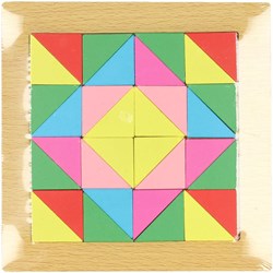 Lobbes wooden puzzle toy Tangram triangles multi color