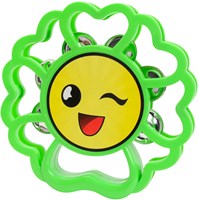 Lobbes tambourine toy flower green with handle musical fun-2