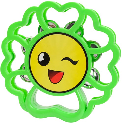 Lobbes tambourine toy flower green with handle musical fun-2