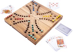 HOT Sports + Toys Keezen Game Wooden Cassette 4 Players Acacia 26cm