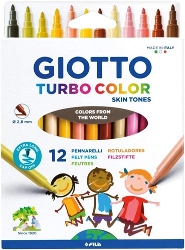 Giotto felt-tip pens Turbo Color skin tones - 12 markers set