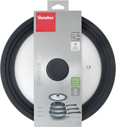 Metaltex universal pan lid glass silicone rim 28 cm anti-splatter lid
